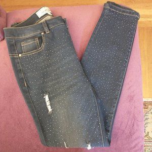 Vintage Sheryl Crow Embellished Studded Skinny Jeans, Sz 8